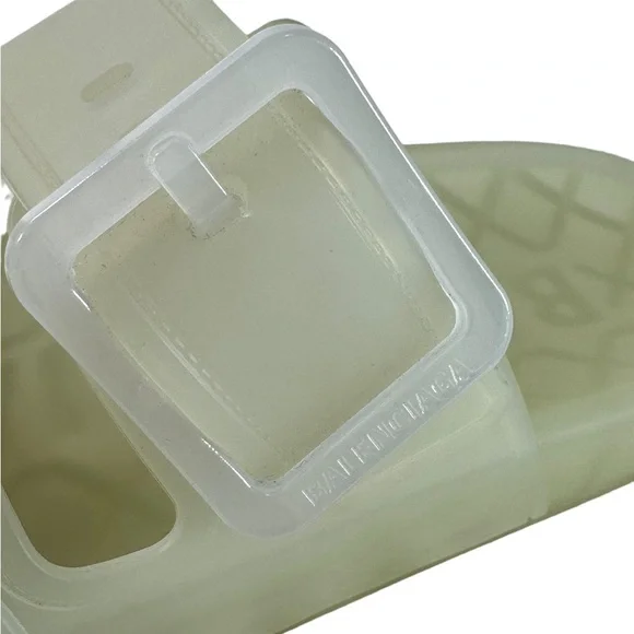 BALENCIAGA Transparent Plastic Mallorca Buckle Slide Women's Sandals 37 - 7US